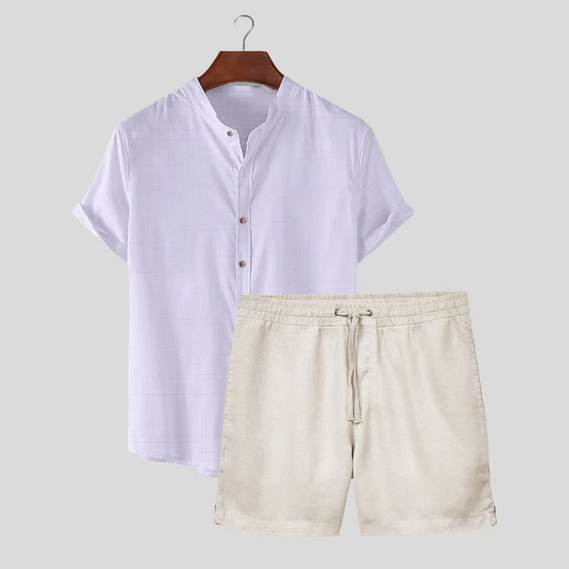 Kit Masculino Estiloso Short Linho E Camisa Gola Premium ( Compre Uma Camiseta e Ganhe um Short Grátis