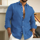 Camisa de Linho Premium Hombre Com Acabamento em Algodão do Egito