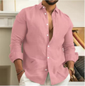 Camisa de Linho Premium Hombre Com Acabamento em Algodão do Egito